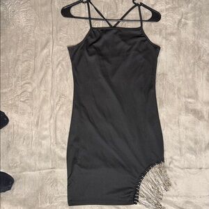 SHEIN Black Mini Dress with Silver Beaded Fringe
